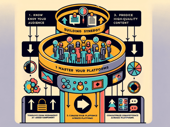 Infographic: 'Building Synergy' guide with steps: audience knowledge, content production, and platform mastery.2024-05-22T03:32:48.131Z