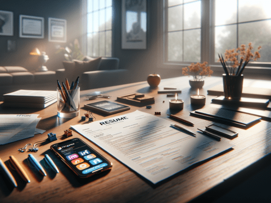 "Resume and smartphone with LinkedIn profile on a desk, highlighted by late afternoon natural light."2024-05-28T03:53:01.470Z