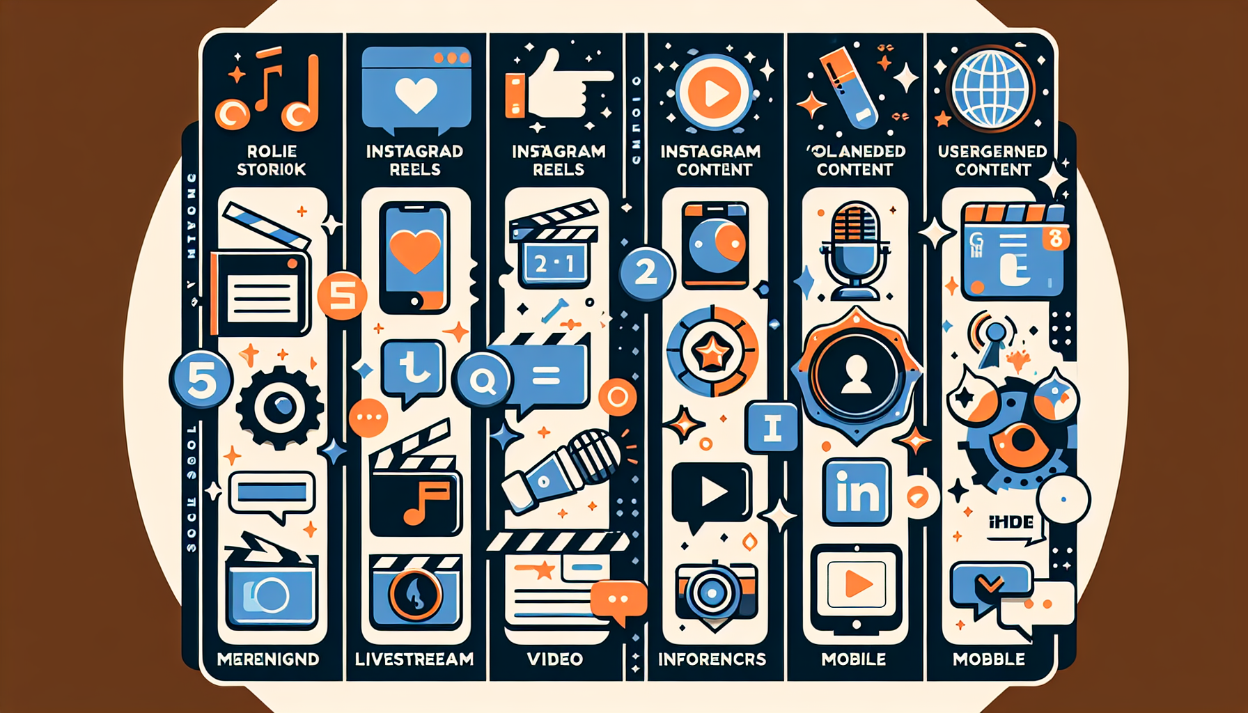 Infographic summarizing social media trends for content marketing, featuring icons of platforms and key features.2024-05-29T03:32:39.618Z