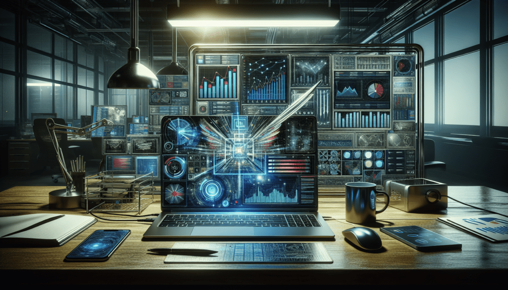 Is AI reshaping advertising efficiency? 1 Straight-on view of a laptop displaying colorful graphs in a dim, cluttered office.2024-06-21T03:32:42.105Z