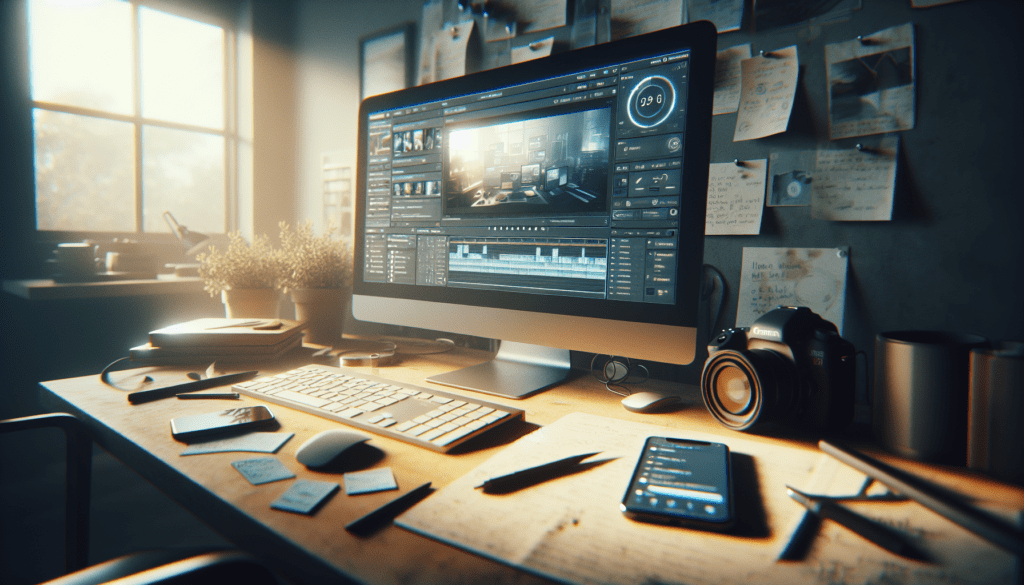 Discover free AI video makers for social media! 1 A home office desk with Lumen5 AI video generator on screen amidst a cluttered creative workspace.2024-07-04T03:32:25.300Z