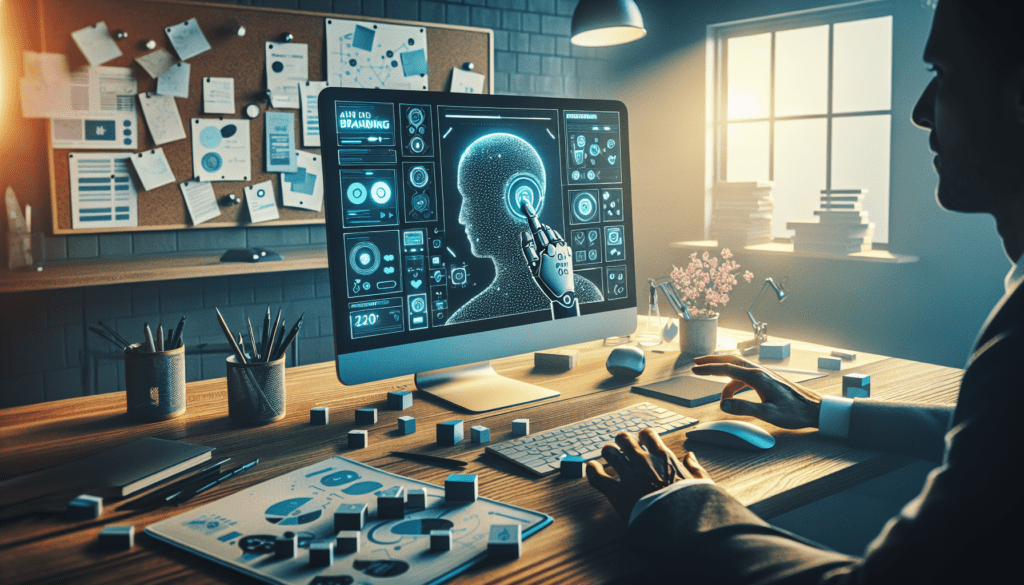 AI tools shape up your brand's image! 1 Designer's hands interact with AI on screen in natural-lit workspace with desaturated tones.2024-07-09T03:33:07.714Z