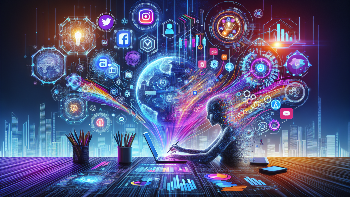 Maximize Your Reach with AI Social Media Marketing Tips 1 Alt text: "A solopreneur analyzing social media metrics on a laptop with AI tools, highlighting AI social media marketing strategies."2024-08-05T22:27:42.541Z