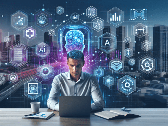 Alt text: "A solopreneur analyzing digital marketing strategies using AI tools on a laptop, surrounded by charts and graphs, highlighting trends in AI-driven marketing success."2024-09-02T03:32:07.289Z