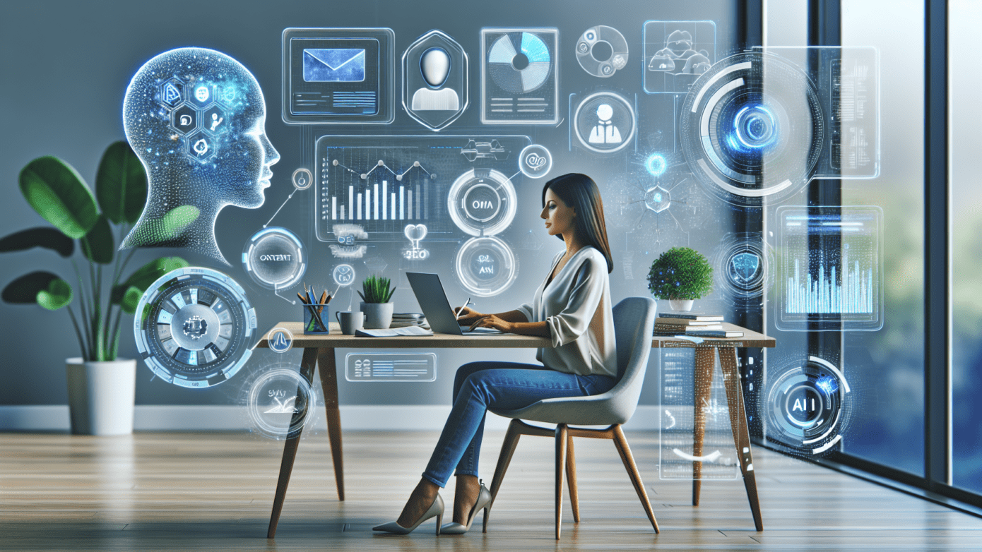 Harness AI for Content Marketing Success as a Solopreneur 1 "Solopreneur working on a laptop with AI marketing tools and content strategies displayed on the screen, illustrating the theme of leveraging AI for content marketing success."2024-10-02T03:35:30.467Z