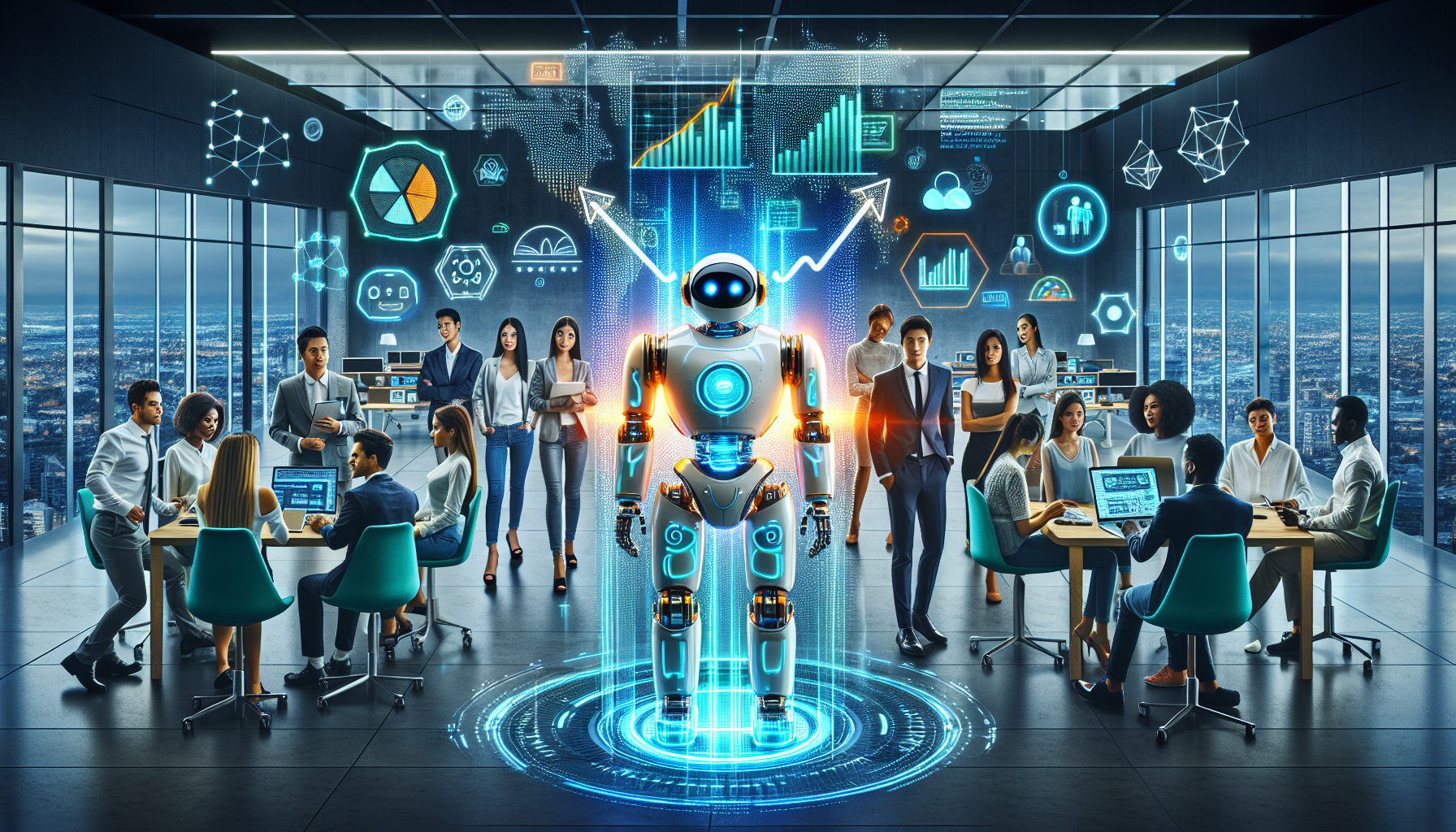Alt text: "A solopreneur analyzing data on a laptop, with a chatbot interface on the screen, symbolizing how AI marketing bots can enhance business success and efficiency for solo entrepreneurs."2024-10-04T03:33:25.890Z
