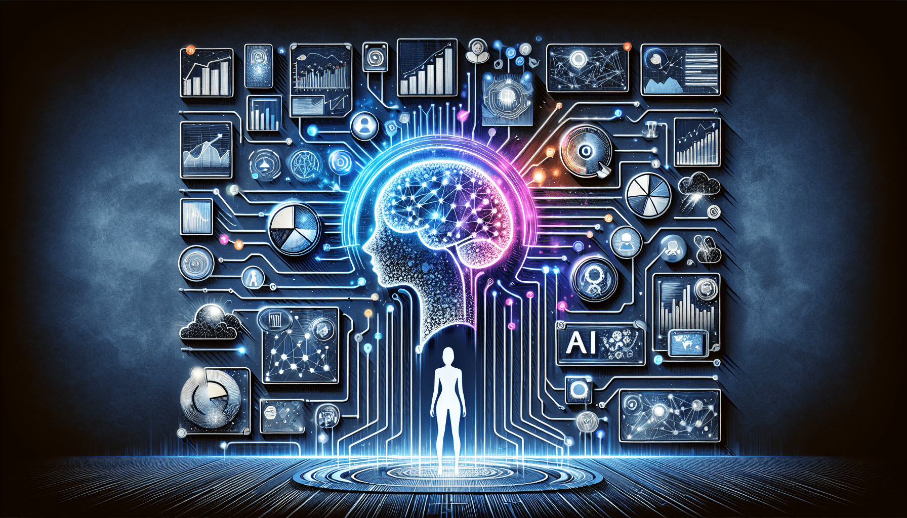 Alt text: "A solopreneur analyzing AI social media strategies on a laptop, surrounded by marketing tools and graphs, illustrating innovative approaches for success in digital marketing."2024-10-07T03:33:17.340Z