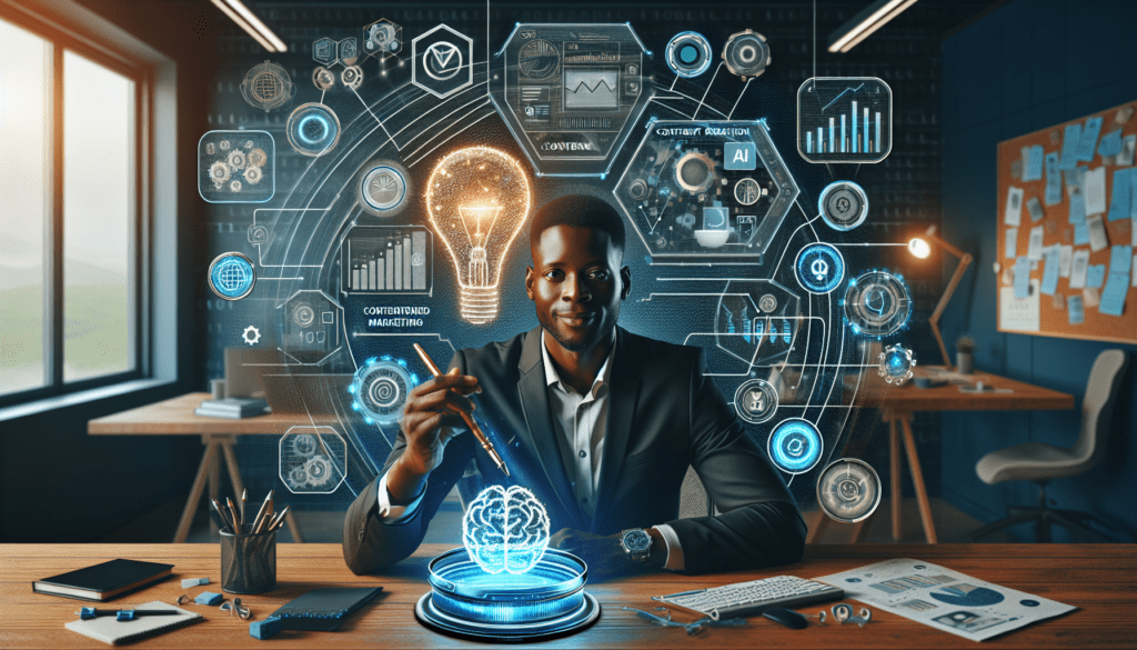 How AI Generated Content Marketing Helps Solopreneurs Thrive 1 Alt text: "Solopreneur working on a laptop with digital marketing graphics, illustrating the benefits of AI generated content marketing for independent entrepreneurs."2024-10-10T12:32:48.929Z