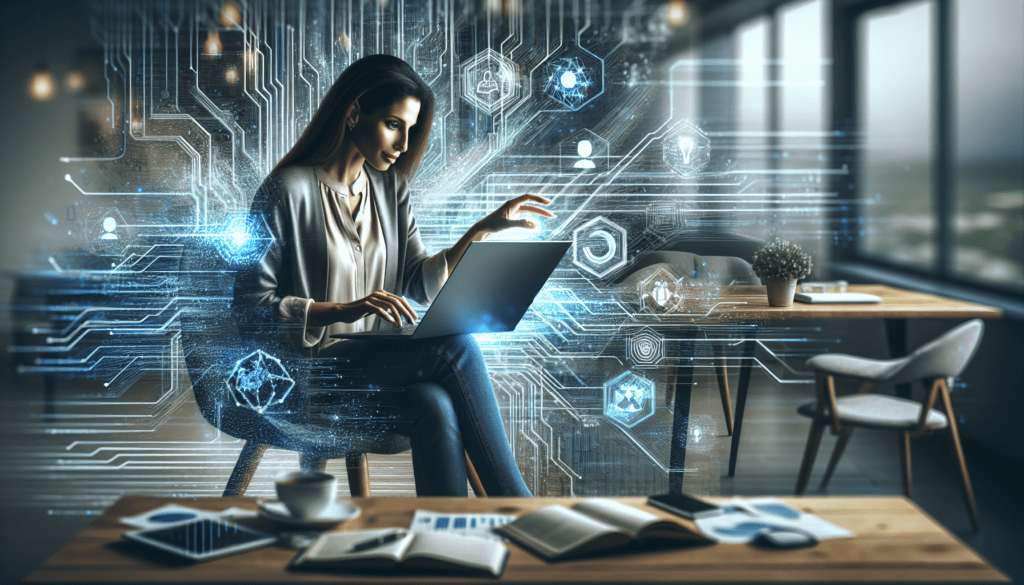 Alt text: "Solopreneur using AI tools to enhance social media engagement, surrounded by digital icons representing AI marketing strategies and analytics."2024-10-21T03:32:39.498Z