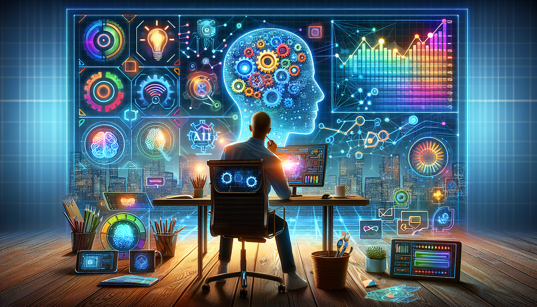 Alt text: "Collage of AI branding tools featuring software logos and a solopreneur working on a laptop, illustrating key resources for personal branding growth."2024-10-29T03:33:44.875Z