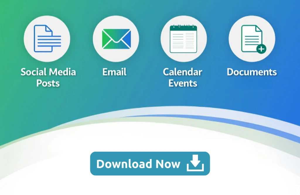 Homepage 7 Digital automation toolkit featuring social media posts, emails, calendar events, and documents for AI marketing strategies.