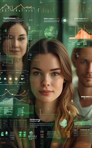 Homepage 1 Professionals analyzing AI-driven data for insights into business growth and marketing strategies