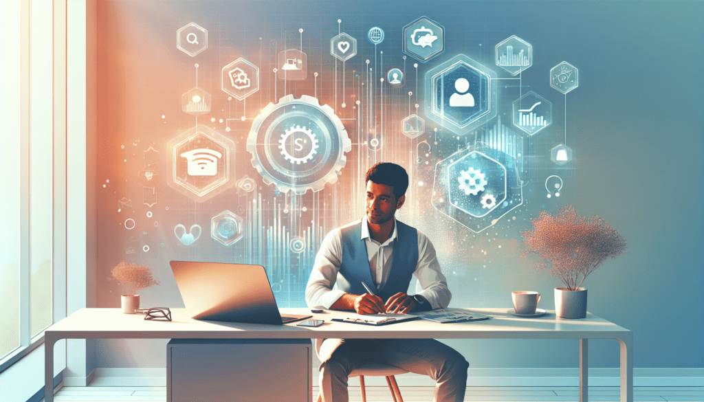 AI Social Media Marketing: A Beginner’s Guide to Success 1 Illustration of AI tools analyzing social media data on a laptop, highlighting AI social media marketing for small business growth."