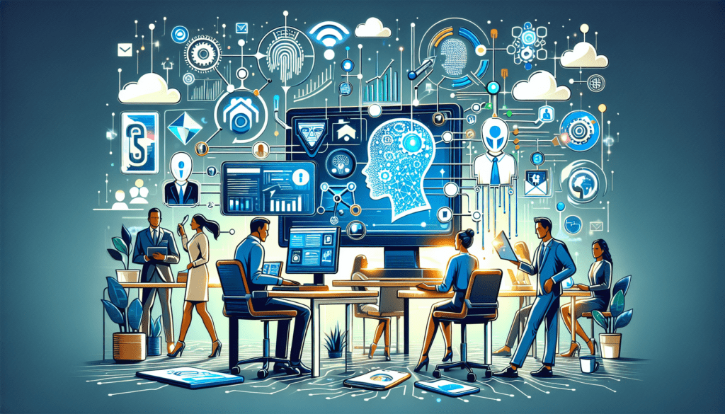 How AI Branding Tools Enhance Personal Branding 1 Image of a business professional using a laptop with AI branding tools dashboard, illustrating enhanced personal branding strategies for small businesses.