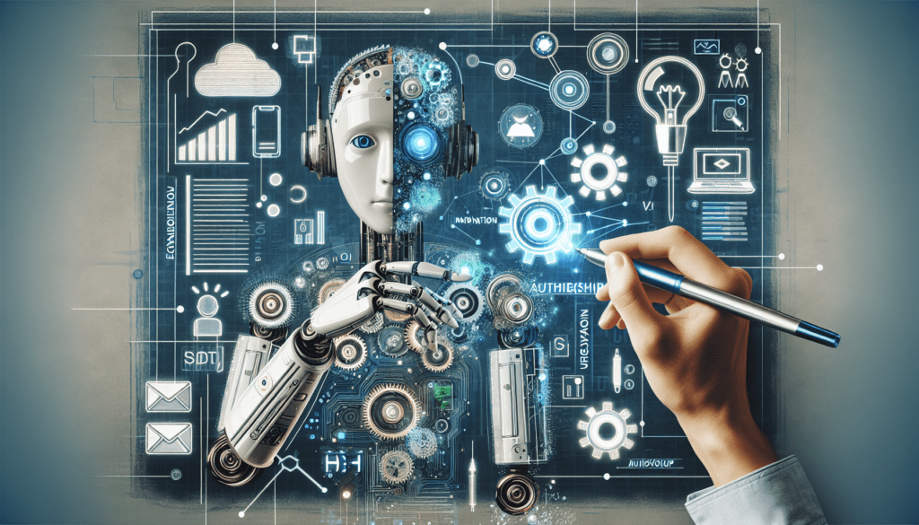 AI Content Creator Insights: Revolutionizing Digital Production 1 Image depicting an ai content creator designing digital content on a laptop; showcases innovation in digital production for small businesses.