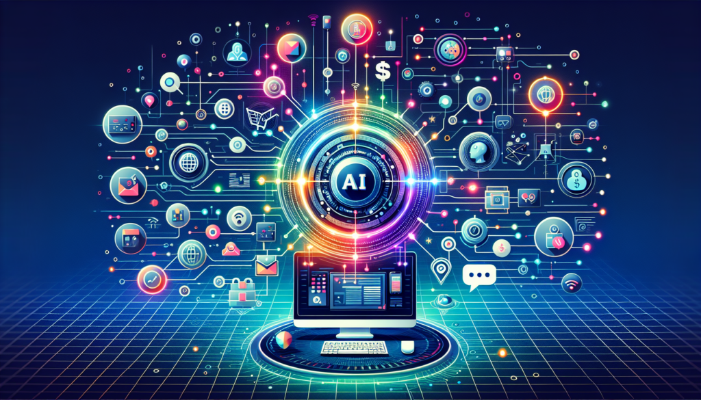 AI Tools for Social Media: Effective Strategies and Insights 1 Illustration of a laptop displaying AI dashboards, graph analytics, and alerts, highlighting AI tools for social media strategies.