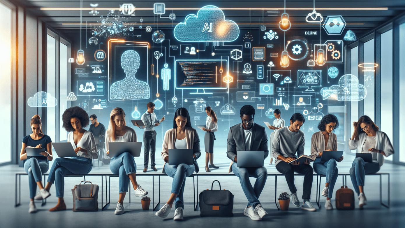 Learn with the Best Free AI Writing Tools: A Guide 1 Image showing various icons of the best free AI writing tools on a desk setup, perfect for enhancing writing skills.