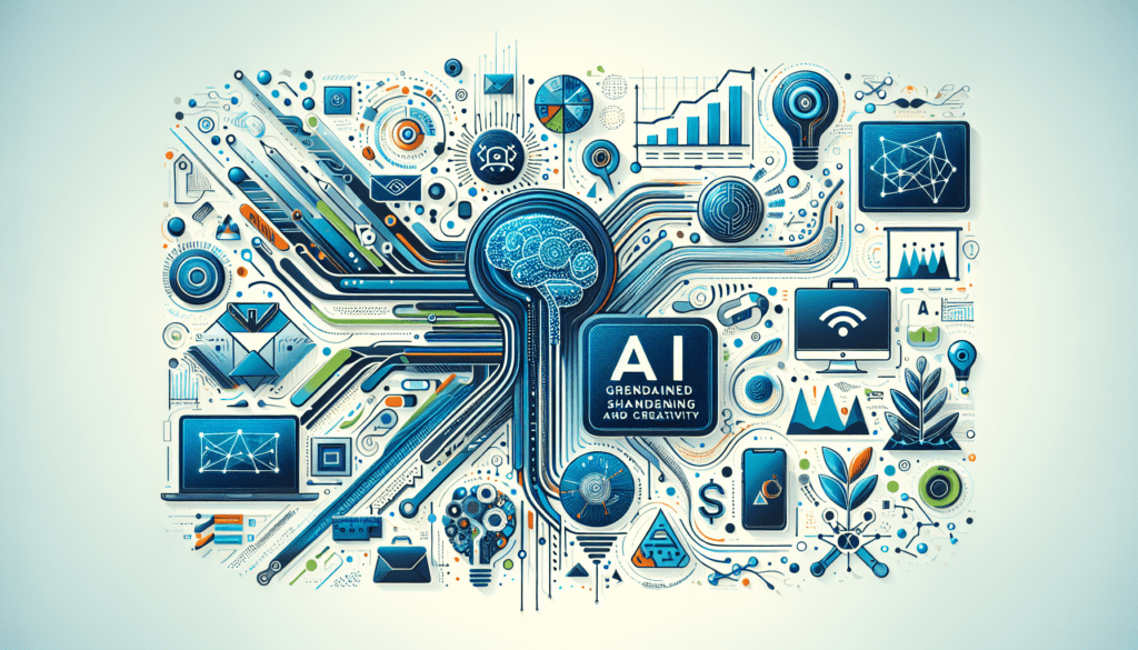 How AI Generated Branding Shapes Careers and Creativity 1 Image illustrating ai generated branding concepts with vibrant logos and career path symbols, highlighting enhanced creativity for small businesses.