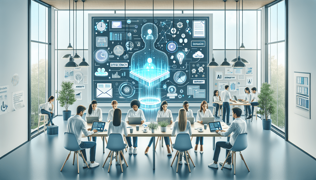 Creating Content with AI: A Guide for Non-Profits 1 Image showing a non-profit team collaborating with AI tools on laptops, highlighting the process of creating content with AI efficiently.
