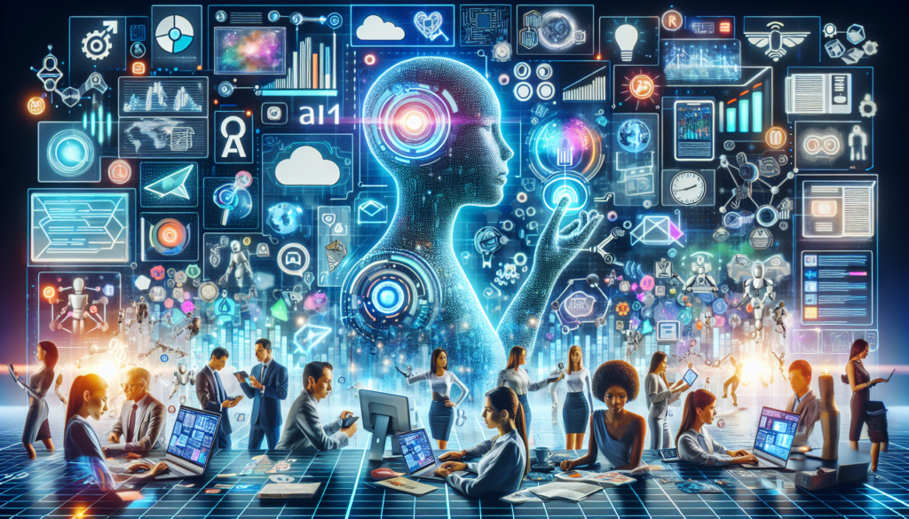 Social media post generator AI interface on a laptop, streamlining content creation for small businesses."