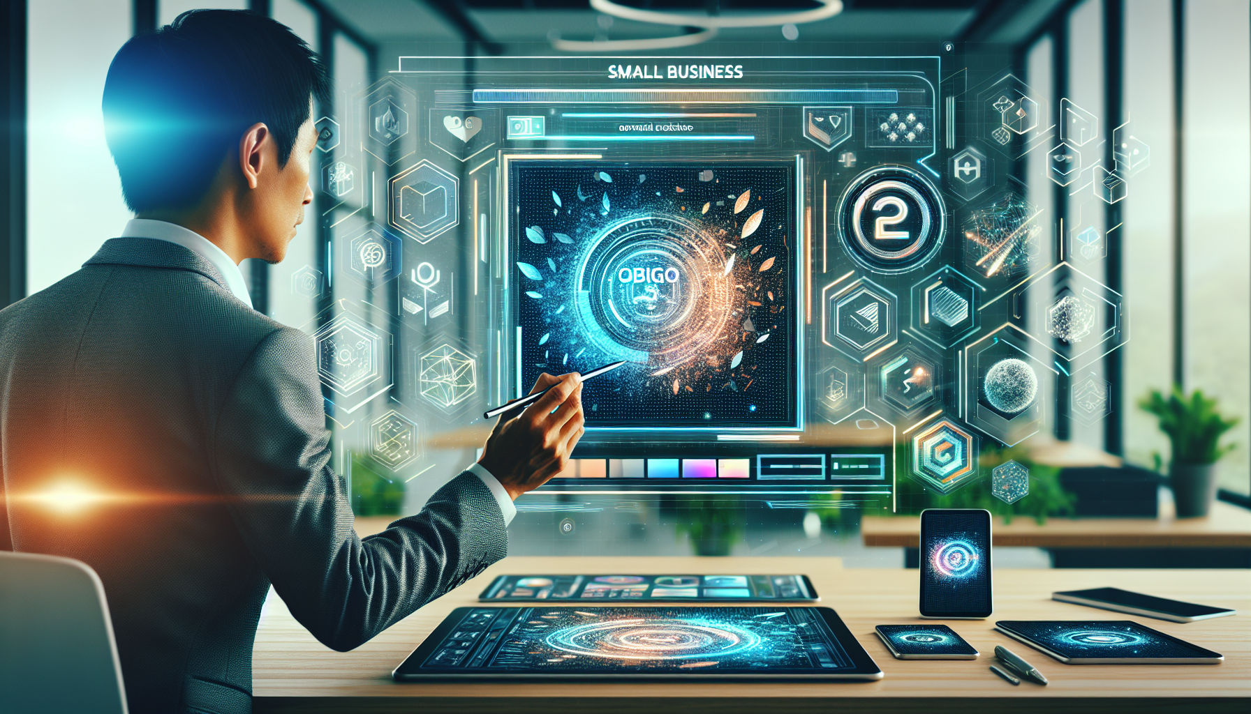 Image of a designer using AI software to create a modern logo, highlighting the intersection of ai and branding for small businesses.