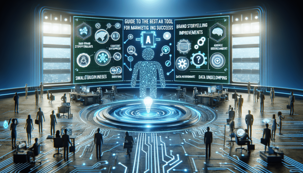 Guide to the Best AI Tool for Marketing Success in 2025 1 Illustration of futuristic AI interface on a computer screen, highlighting the best AI tool for marketing strategies.