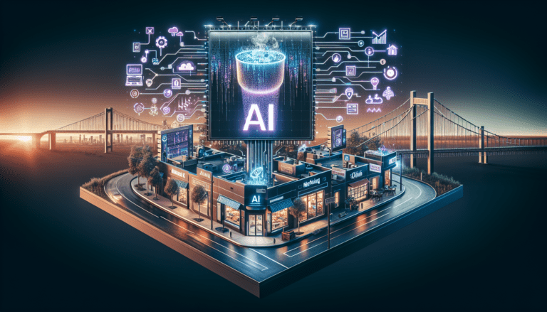 AI-powered marketing dashboard displayed on a laptop, showcasing analytics, essential for small business success with marketing AI tools.