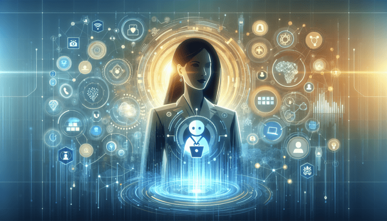 "AI brand management concept with digital tools analyzing marketing data, illustrating trends for small business growth."