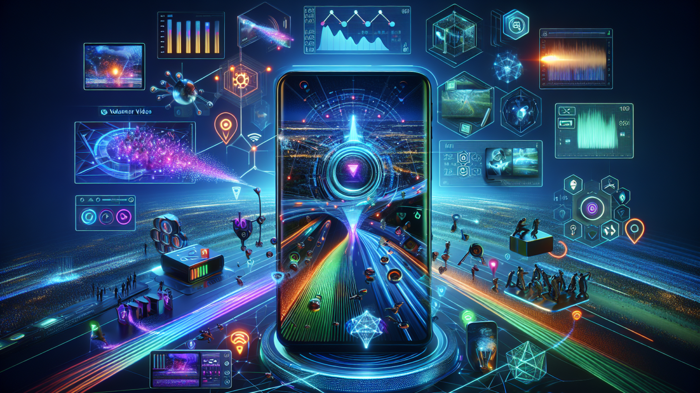 Image depicting a small business owner using an AI video app on a smartphone, highlighting its role in media and wireless technology innovation.