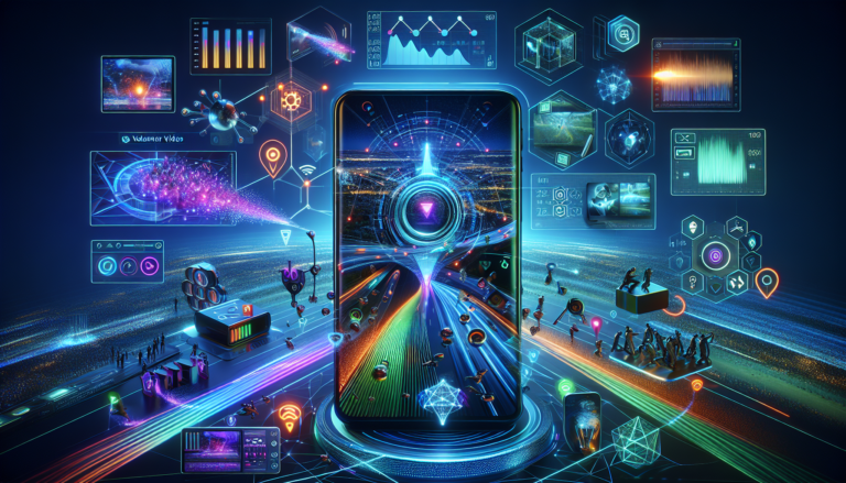 Image depicting a small business owner using an AI video app on a smartphone, highlighting its role in media and wireless technology innovation.
