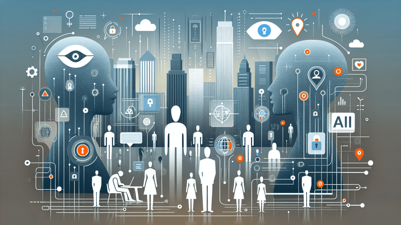 Image of a business owner analyzing data on a laptop, surrounded by charts and smiling customers, illustrating ai marketing insights.