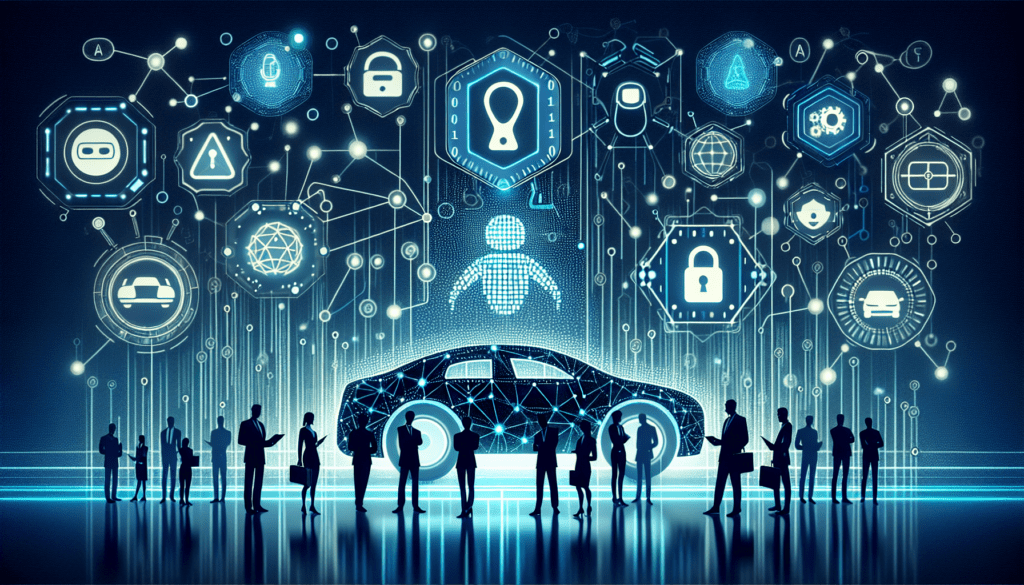 AI Brand Engagement in Auto Finance: A Transformative Guide 1 Image of a car surrounded by digital icons symbolizing AI brand engagement in auto finance, empowering small business strategies.