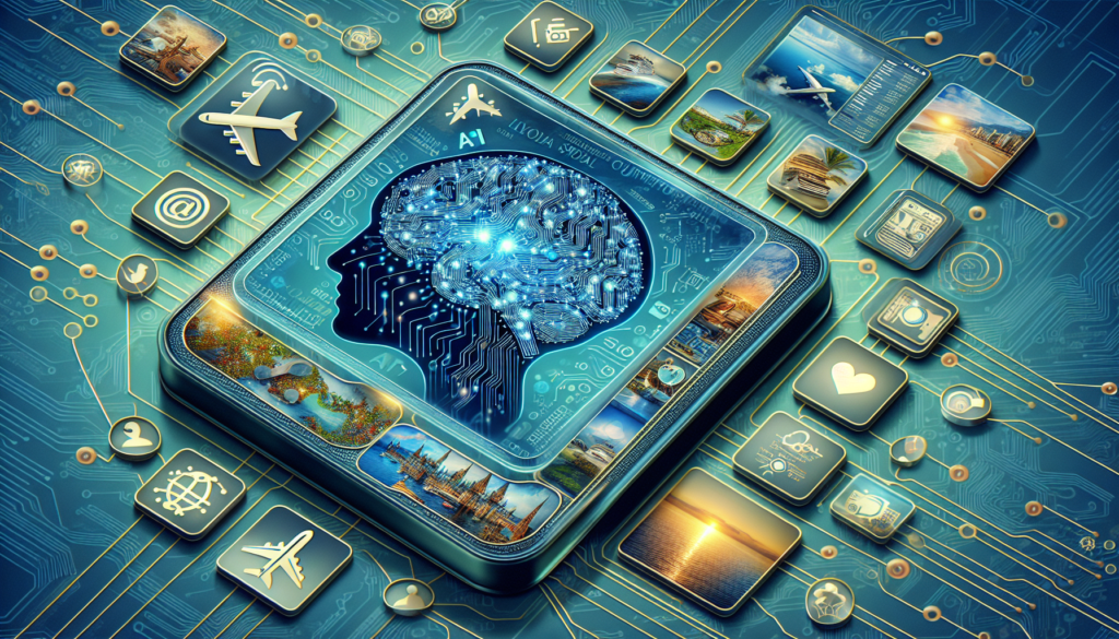 Image of a laptop displaying a travel marketing post created by an AI social media post generator, appealing to small business owners.