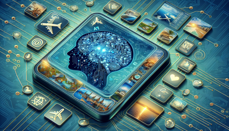 Image of a laptop displaying a travel marketing post created by an AI social media post generator, appealing to small business owners.