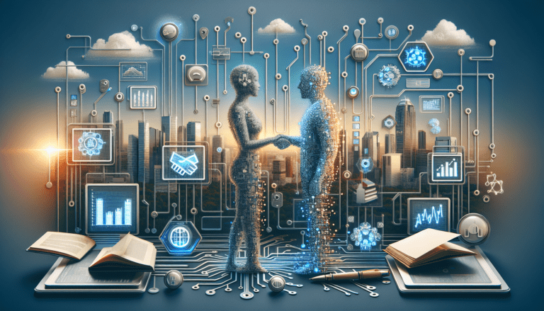 A young entrepreneur examines AI-driven marketing analytics on a tablet, emphasizing AI brand marketing strategies.