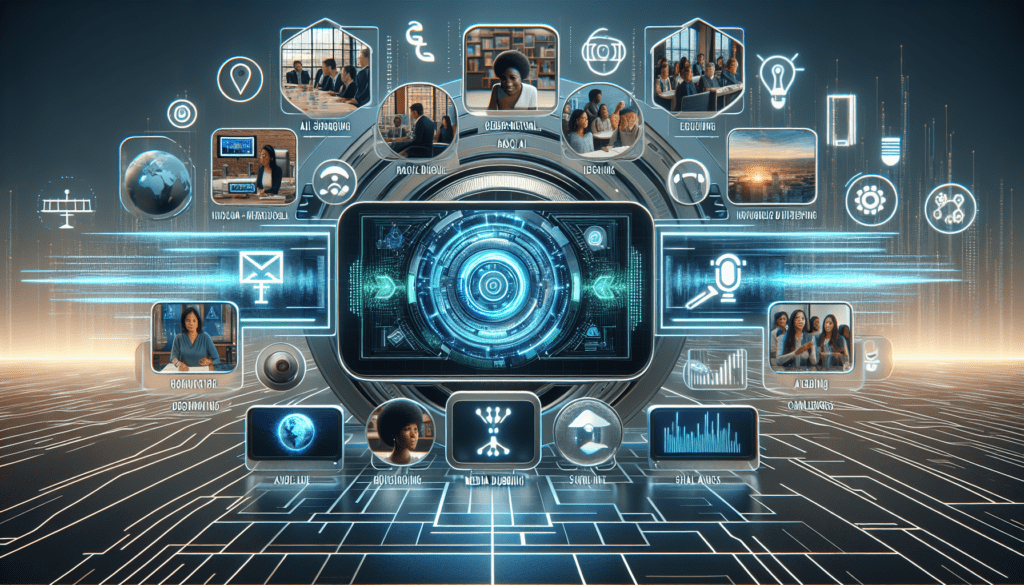 Image depicting AI video tools interface on a laptop screen, highlighting media trends and ethical issues for small businesses.