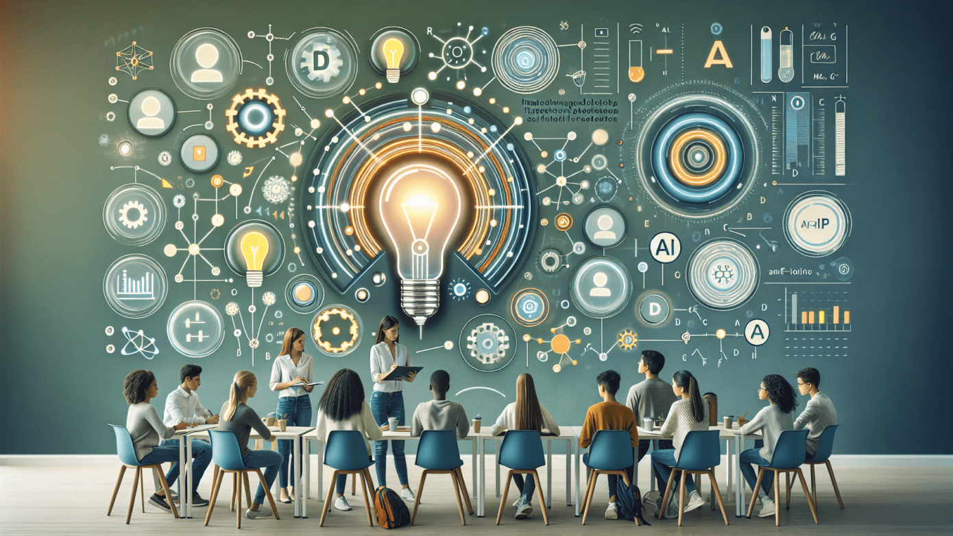 Image showing a diverse group of students using laptops, collaborating with AI writing tools to enhance learning and improve writing skills.