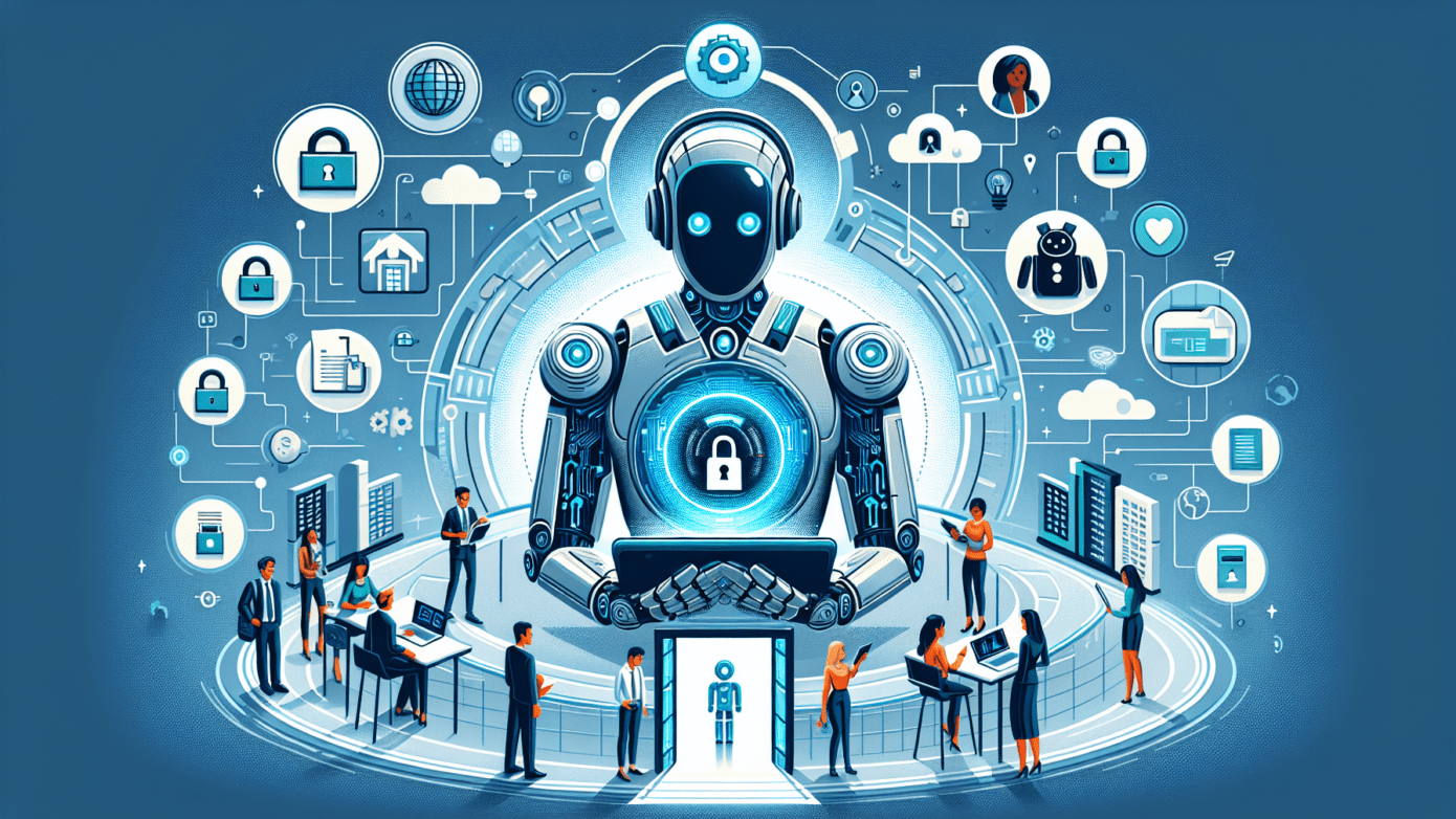 A laptop displaying an "AI Writer Free" software interface, highlighting its educational benefits for small business owners.