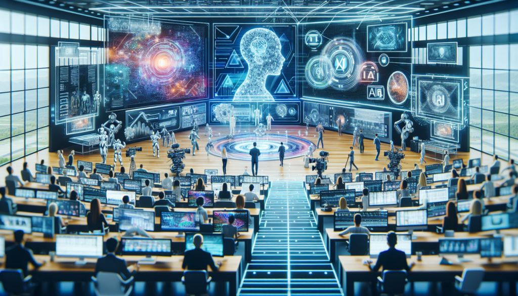 How AI Transforms Video Production: Trends and Tools 1 A laptop displaying video editing software interface, illustrating making videos with AI for small business innovations.