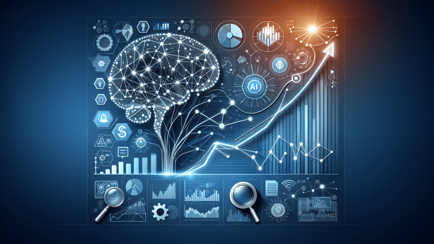 AI Brand Growth Trends: Strategies Driving Success 1 Image showing a diverse team of professionals discussing AI brand growth strategies over digital charts, emphasizing small business success.