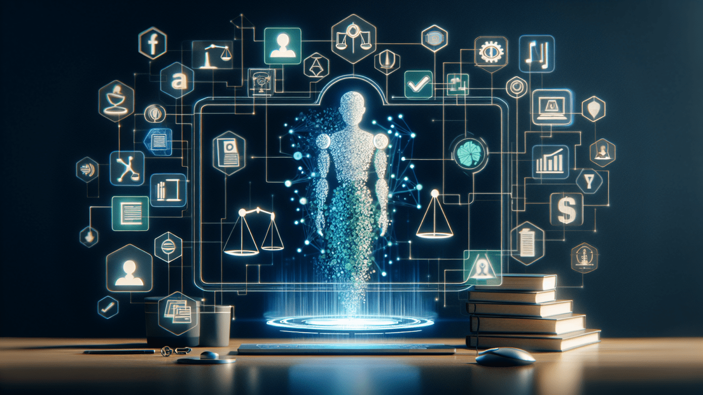 Video Creator AI Challenges: Ethics and Legal Gaps Explained 1 Illustration of a gavel with digital elements, highlighting ethical and legal issues in video creator AI technology for small business owners.