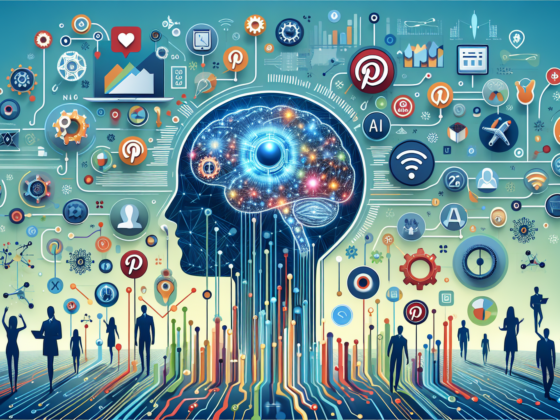 Image showing a laptop displaying Pinterest ads, illustrating how AI to create ads enhances marketing strategies for small businesses.