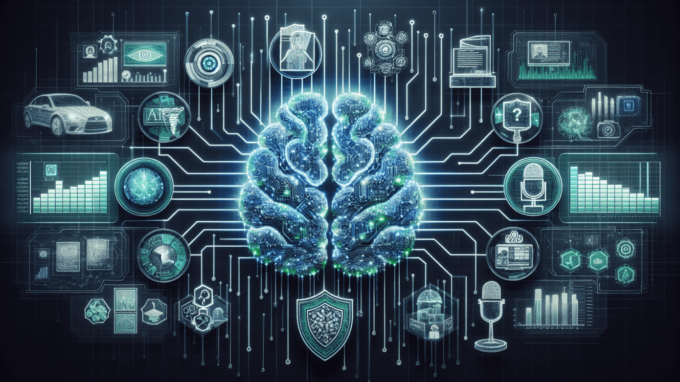 Illustration showing a network of interconnected sectors transformed by ai generated text, targeting small business growth and innovation.