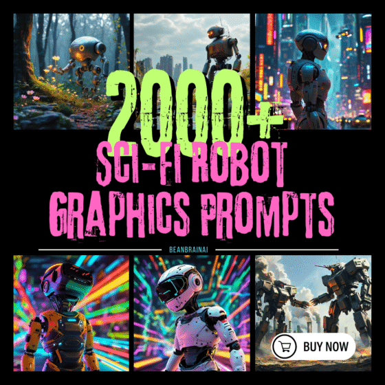 Futuristic AI robot holding a tablet in space gear, representing sci-fi AI art prompt generator for MidJourney and AI art tools.