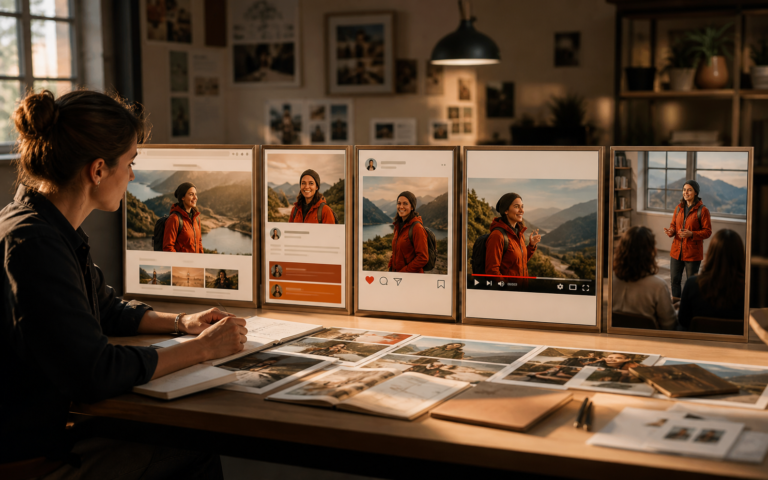 Founder and strategist adapting one authentic customer story across website, email, social, video, and presentation formats.