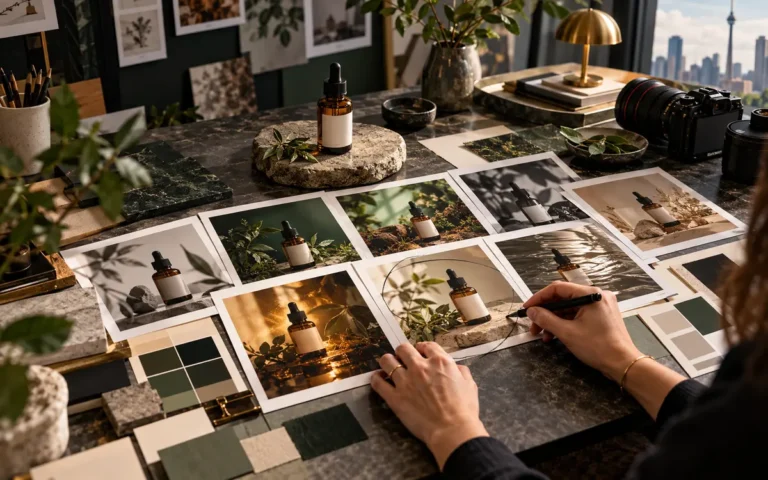 AI image generator workflow comparing campaign stills made from one approved product reference.